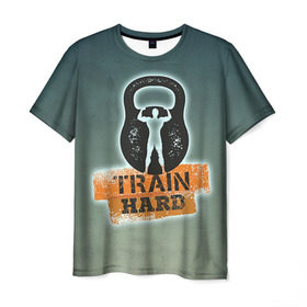 Мужская футболка 3D с принтом Train hard 2 в Екатеринбурге, 100% полиэфир | прямой крой, круглый вырез горловины, длина до линии бедер | bodybuilding | no pain no gain | train hard | бодибилдинг | качалка | пауэрлифинг | тренажерный | фитнес