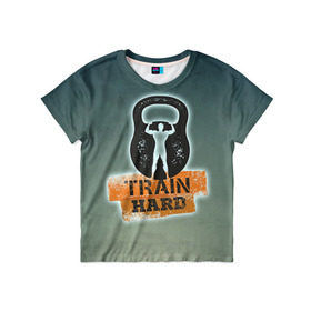 Детская футболка 3D с принтом Train hard 2 в Екатеринбурге, 100% гипоаллергенный полиэфир | прямой крой, круглый вырез горловины, длина до линии бедер, чуть спущенное плечо, ткань немного тянется | bodybuilding | no pain no gain | train hard | бодибилдинг | качалка | пауэрлифинг | тренажерный | фитнес