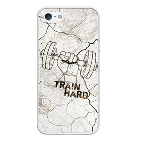 Чехол для iPhone 5/5S матовый с принтом Train hard 5 в Екатеринбурге, Силикон | Область печати: задняя сторона чехла, без боковых панелей | bodybuilding | no pain no gain | train hard | бодибилдинг | качалка | пауэрлифинг | тренажерный | фитнес