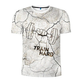Мужская футболка 3D спортивная с принтом Train hard 5 в Екатеринбурге, 100% полиэстер с улучшенными характеристиками | приталенный силуэт, круглая горловина, широкие плечи, сужается к линии бедра | bodybuilding | no pain no gain | train hard | бодибилдинг | качалка | пауэрлифинг | тренажерный | фитнес