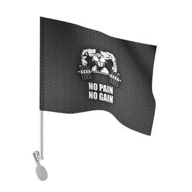 Флаг для автомобиля с принтом No pain no gain 2 в Екатеринбурге, 100% полиэстер | Размер: 30*21 см | bodybuilding | no pain no gain | train hard | бодибилдинг | качалка | пауэрлифинг | тренажерный | фитнес