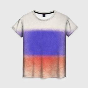 Женская футболка 3D с принтом Флаг в Екатеринбурге, 100% полиэфир ( синтетическое хлопкоподобное полотно) | прямой крой, круглый вырез горловины, длина до линии бедер | россия | русский | триколор | флаг