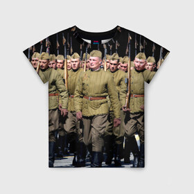 Детская футболка 3D с принтом Вооруженные силы СССР в Екатеринбурге, 100% гипоаллергенный полиэфир | прямой крой, круглый вырез горловины, длина до линии бедер, чуть спущенное плечо, ткань немного тянется | армия | вооруженные силы россии | парад | рэтро | ссср