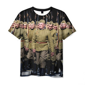 Мужская футболка 3D с принтом Вооруженные силы СССР в Екатеринбурге, 100% полиэфир | прямой крой, круглый вырез горловины, длина до линии бедер | армия | вооруженные силы россии | парад | рэтро | ссср