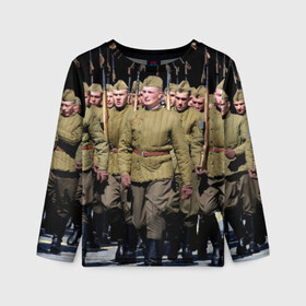 Детский лонгслив 3D с принтом Вооруженные силы СССР в Екатеринбурге, 100% полиэстер | длинные рукава, круглый вырез горловины, полуприлегающий силуэт
 | армия | вооруженные силы россии | парад | рэтро | ссср
