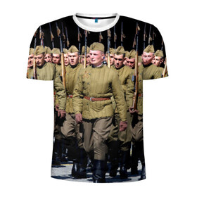 Мужская футболка 3D спортивная с принтом Вооруженные силы СССР в Екатеринбурге, 100% полиэстер с улучшенными характеристиками | приталенный силуэт, круглая горловина, широкие плечи, сужается к линии бедра | армия | вооруженные силы россии | парад | рэтро | ссср