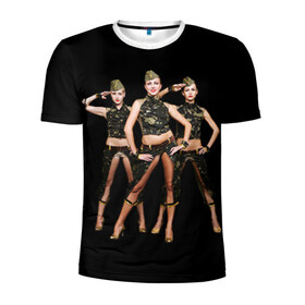 Мужская футболка 3D спортивная с принтом Девушки в форме в Екатеринбурге, 100% полиэстер с улучшенными характеристиками | приталенный силуэт, круглая горловина, широкие плечи, сужается к линии бедра | армия | вооруженные силы россия | девушки в форме