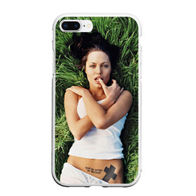 Чехол для iPhone 7Plus/8 Plus матовый с принтом Джоли Анджелина в Екатеринбурге, Силикон | Область печати: задняя сторона чехла, без боковых панелей | анджелина | девушка | джоли | лежит | тату