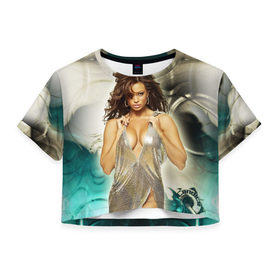 Женская футболка 3D укороченная с принтом Девушка в кольчуге в Екатеринбурге, 100% полиэстер | круглая горловина, длина футболки до линии талии, рукава с отворотами | взгляд | девушка | кольчуга | красивая | модель