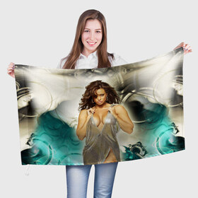 Флаг 3D с принтом Девушка в кольчуге в Екатеринбурге, 100% полиэстер | плотность ткани — 95 г/м2, размер — 67 х 109 см. Принт наносится с одной стороны | взгляд | девушка | кольчуга | красивая | модель