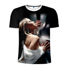 Мужская футболка 3D спортивная с принтом Страстная девушка, красивая в Екатеринбурге, 100% полиэстер с улучшенными характеристиками | приталенный силуэт, круглая горловина, широкие плечи, сужается к линии бедра | Тематика изображения на принте: в белом | красивая | модель | страстная девушка