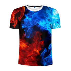 Мужская футболка 3D спортивная с принтом Битва огней в Екатеринбурге, 100% полиэстер с улучшенными характеристиками | приталенный силуэт, круглая горловина, широкие плечи, сужается к линии бедра | огонь