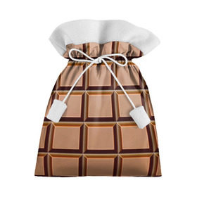 Подарочный 3D мешок с принтом Шоколад в Екатеринбурге, 100% полиэстер | Размер: 29*39 см | еда | коричневый | плитка | прикольные | шоколад