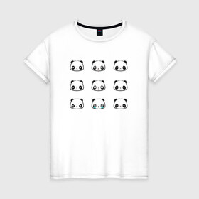 Женская футболка хлопок с принтом Пандочки в Екатеринбурге, 100% хлопок | прямой крой, круглый вырез горловины, длина до линии бедер, слегка спущенное плечо | 