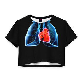 Женская футболка 3D укороченная с принтом Рентген в Екатеринбурге, 100% полиэстер | круглая горловина, длина футболки до линии талии, рукава с отворотами | 