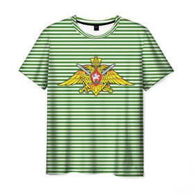 Мужская футболка 3D с принтом Погранвойска в Екатеринбурге, 100% полиэфир | прямой крой, круглый вырез горловины, длина до линии бедер | армия | войска | вооруженные силы | пограничные войска | тельник | тельняшка