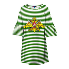 Детское платье 3D с принтом Погранвойска в Екатеринбурге, 100% полиэстер | прямой силуэт, чуть расширенный к низу. Круглая горловина, на рукавах — воланы | армия | войска | вооруженные силы | пограничные войска | тельник | тельняшка