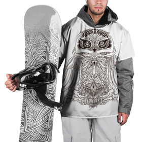 Накидка на куртку 3D с принтом Сова в Екатеринбурге, 100% полиэстер |  | сова чернобелое