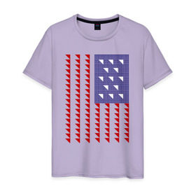 Мужская футболка хлопок с принтом Triangle US в Екатеринбурге, 100% хлопок | прямой крой, круглый вырез горловины, длина до линии бедер, слегка спущенное плечо. | мода | оригинальный узор в виде флага сшасша | стиль | флаг