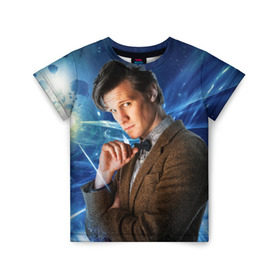Детская футболка 3D с принтом 11th Doctor Who в Екатеринбурге, 100% гипоаллергенный полиэфир | прямой крой, круглый вырез горловины, длина до линии бедер, чуть спущенное плечо, ткань немного тянется | doctor who | matt | smith | tardis | временной поток | доктор кто | мэтт | смит | тардис