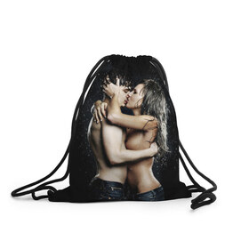 Рюкзак-мешок 3D с принтом Чувства в Екатеринбурге, 100% полиэстер | плотность ткани — 200 г/м2, размер — 35 х 45 см; лямки — толстые шнурки, застежка на шнуровке, без карманов и подкладки | девушка | любовь | парень | поцелуй | страсть | торс | фото | чувства
