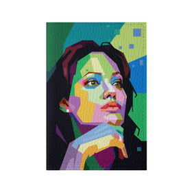 Обложка для паспорта матовая кожа с принтом Анджелина Джоли в Екатеринбурге, натуральная матовая кожа | размер 19,3 х 13,7 см; прозрачные пластиковые крепления | Тематика изображения на принте: angelina jolie | актриса | анджелина джоли | звезда | знаменитость | кино | поп арт | символ