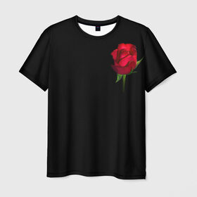 Мужская футболка 3D с принтом Розы за спиной в Екатеринбурге, 100% полиэфир | прямой крой, круглый вырез горловины, длина до линии бедер | Тематика изображения на принте: за спиной | любовь | подарок | роза | розы | сюрприз | цветы | чувства