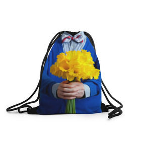 Рюкзак-мешок 3D с принтом Цветы в руках в Екатеринбурге, 100% полиэстер | плотность ткани — 200 г/м2, размер — 35 х 45 см; лямки — толстые шнурки, застежка на шнуровке, без карманов и подкладки | бабочка