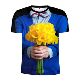 Мужская футболка 3D спортивная с принтом Цветы в руках в Екатеринбурге, 100% полиэстер с улучшенными характеристиками | приталенный силуэт, круглая горловина, широкие плечи, сужается к линии бедра | бабочка