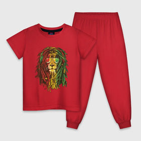 Детская пижама хлопок с принтом Раста лев в Екатеринбурге, 100% хлопок |  брюки и футболка прямого кроя, без карманов, на брюках мягкая резинка на поясе и по низу штанин
 | джа | регги