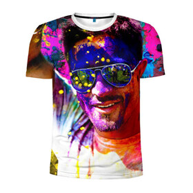 Мужская футболка 3D спортивная с принтом Индуистский фестиваль красок в Екатеринбурге, 100% полиэстер с улучшенными характеристиками | приталенный силуэт, круглая горловина, широкие плечи, сужается к линии бедра | Тематика изображения на принте: 