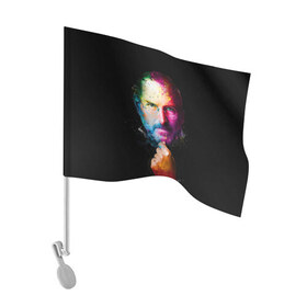 Флаг для автомобиля с принтом Стив Джобс в Екатеринбурге, 100% полиэстер | Размер: 30*21 см | apple | знаменитость | лидер | очки | поп арт | портрет | рука | стив джобс | яблоко