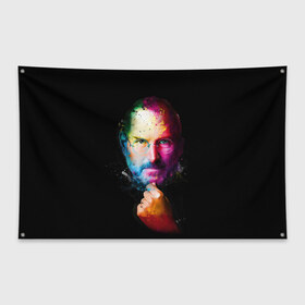 Флаг-баннер с принтом Стив Джобс в Екатеринбурге, 100% полиэстер | размер 67 х 109 см, плотность ткани — 95 г/м2; по краям флага есть четыре люверса для крепления | apple | знаменитость | лидер | очки | поп арт | портрет | рука | стив джобс | яблоко
