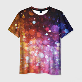 Мужская футболка 3D с принтом Брызги в Екатеринбурге, 100% полиэфир | прямой крой, круглый вырез горловины, длина до линии бедер | брызги | радуга | свет | спектр | цвет | цвета | яркие