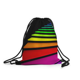 Рюкзак-мешок 3D с принтом Лестница в Екатеринбурге, 100% полиэстер | плотность ткани — 200 г/м2, размер — 35 х 45 см; лямки — толстые шнурки, застежка на шнуровке, без карманов и подкладки | лестница | радуга | спектр | цвет | цвета | яркие