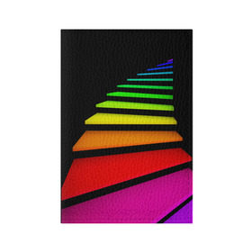 Обложка для паспорта матовая кожа с принтом Лестница в Екатеринбурге, натуральная матовая кожа | размер 19,3 х 13,7 см; прозрачные пластиковые крепления | лестница | радуга | спектр | цвет | цвета | яркие