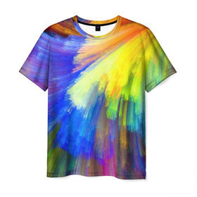 Мужская футболка 3D с принтом Абстракция в Екатеринбурге, 100% полиэфир | прямой крой, круглый вырез горловины, длина до линии бедер | кислотный | обстракция | радуга | свет | спектр | цвет | цвета | яркие