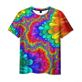 Мужская футболка 3D с принтом Узор в Екатеринбурге, 100% полиэфир | прямой крой, круглый вырез горловины, длина до линии бедер | кислотный | обстракция | радуга | свет | спектр | узор | цвет | цвета | яркие
