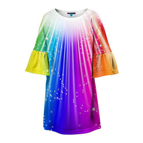Детское платье 3D с принтом Солнце в Екатеринбурге, 100% полиэстер | прямой силуэт, чуть расширенный к низу. Круглая горловина, на рукавах — воланы | обстракция | радуга | свет | солнце | спектр | цвет | цвета | яркие