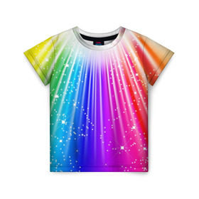 Детская футболка 3D с принтом Солнце в Екатеринбурге, 100% гипоаллергенный полиэфир | прямой крой, круглый вырез горловины, длина до линии бедер, чуть спущенное плечо, ткань немного тянется | обстракция | радуга | свет | солнце | спектр | цвет | цвета | яркие