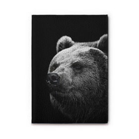 Обложка для автодокументов с принтом Медведь в Екатеринбурге, натуральная кожа |  размер 19,9*13 см; внутри 4 больших “конверта” для документов и один маленький отдел — туда идеально встанут права | бурый | дикий | животное | медведь | россия | символ | тайги | фото | хищник | хозяин | черно белое
