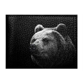Обложка для студенческого билета с принтом Медведь в Екатеринбурге, натуральная кожа | Размер: 11*8 см; Печать на всей внешней стороне | бурый | дикий | животное | медведь | россия | символ | тайги | фото | хищник | хозяин | черно белое
