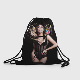 Рюкзак-мешок 3D с принтом Lady Gaga в Екатеринбурге, 100% полиэстер | плотность ткани — 200 г/м2, размер — 35 х 45 см; лямки — толстые шнурки, застежка на шнуровке, без карманов и подкладки | Тематика изображения на принте: 