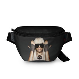 Поясная сумка 3D с принтом Lady Gaga в Екатеринбурге, 100% полиэстер | плотная ткань, ремень с регулируемой длиной, внутри несколько карманов для мелочей, основное отделение и карман с обратной стороны сумки застегиваются на молнию | Тематика изображения на принте: lady gaga | блондинка | звезда | знаменитость | леди гаага | очки | певица | поп | эпатаж | эпатажная