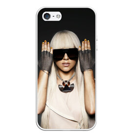 Чехол для iPhone 5/5S матовый с принтом Lady Gaga в Екатеринбурге, Силикон | Область печати: задняя сторона чехла, без боковых панелей | lady gaga | блондинка | звезда | знаменитость | леди гаага | очки | певица | поп | эпатаж | эпатажная