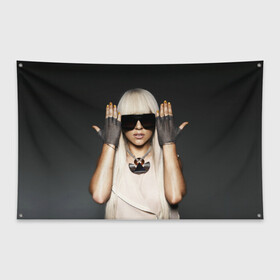 Флаг-баннер с принтом Lady Gaga в Екатеринбурге, 100% полиэстер | размер 67 х 109 см, плотность ткани — 95 г/м2; по краям флага есть четыре люверса для крепления | lady gaga | блондинка | звезда | знаменитость | леди гаага | очки | певица | поп | эпатаж | эпатажная