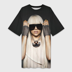 Платье-футболка 3D с принтом Lady Gaga в Екатеринбурге,  |  | lady gaga | блондинка | звезда | знаменитость | леди гаага | очки | певица | поп | эпатаж | эпатажная