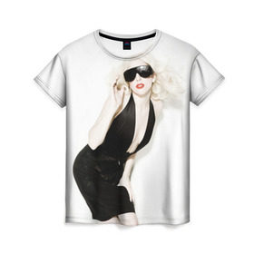 Женская футболка 3D с принтом Lady Gaga в Екатеринбурге, 100% полиэфир ( синтетическое хлопкоподобное полотно) | прямой крой, круглый вырез горловины, длина до линии бедер | lady gaga | блондинка | звезда | знаменитость | леди гаага | певица | поп | эпатаж | эпатажная