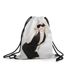 Рюкзак-мешок 3D с принтом Lady Gaga в Екатеринбурге, 100% полиэстер | плотность ткани — 200 г/м2, размер — 35 х 45 см; лямки — толстые шнурки, застежка на шнуровке, без карманов и подкладки | Тематика изображения на принте: lady gaga | блондинка | звезда | знаменитость | леди гаага | певица | поп | эпатаж | эпатажная