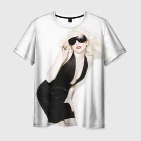 Мужская футболка 3D с принтом Lady Gaga в Екатеринбурге, 100% полиэфир | прямой крой, круглый вырез горловины, длина до линии бедер | lady gaga | блондинка | звезда | знаменитость | леди гаага | певица | поп | эпатаж | эпатажная